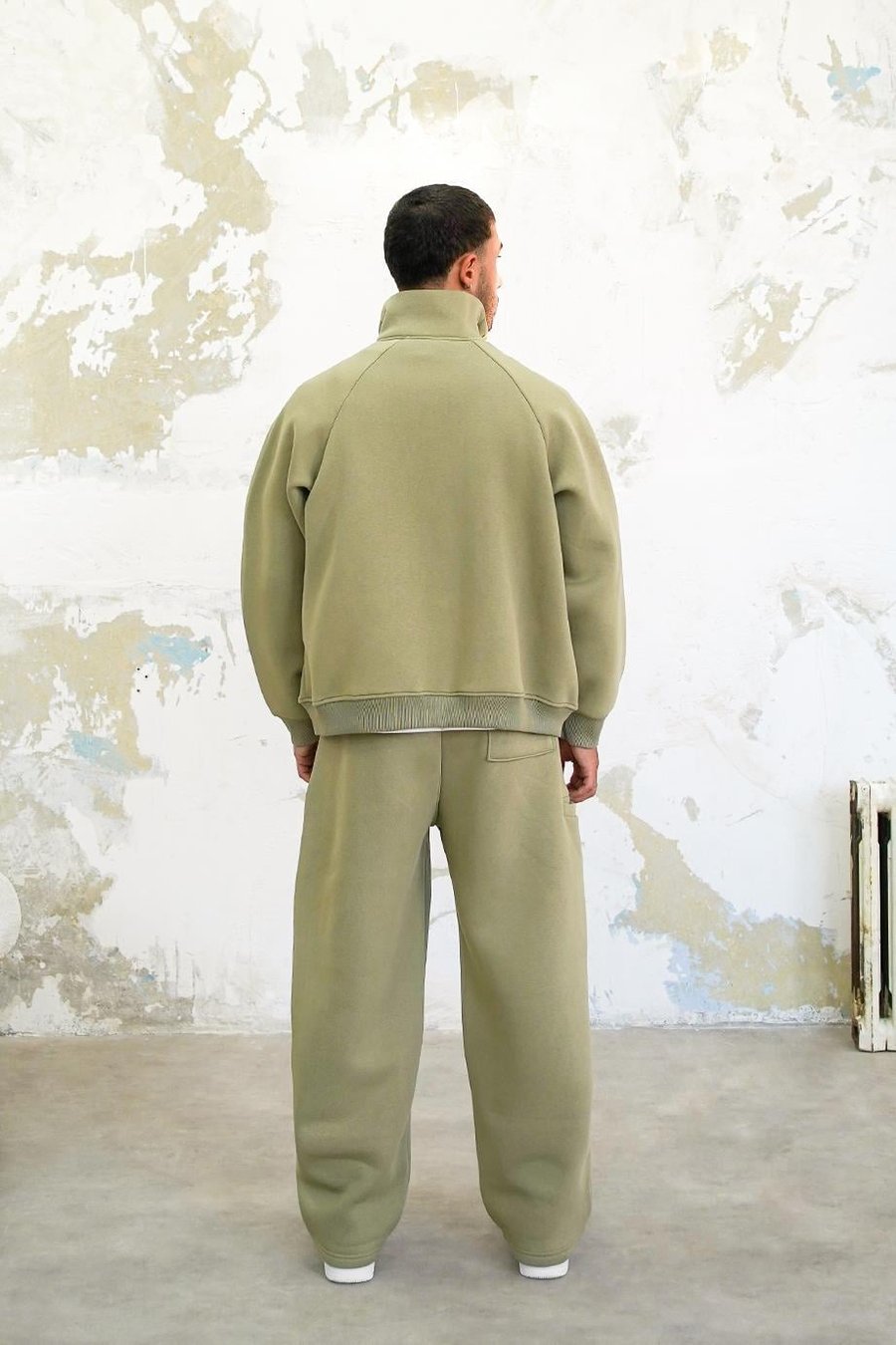 Soft Yeşil Cozy Basic Çift Fermuar Oversize Sweatshirt