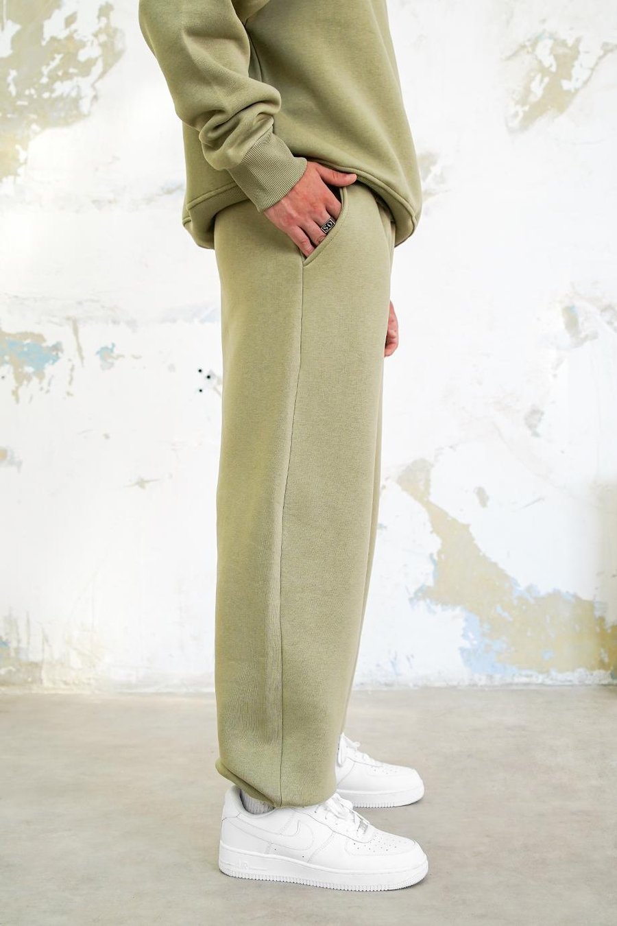 Soft Yeşil Cozy Basic Paça Stoperli Baggy Eşofman