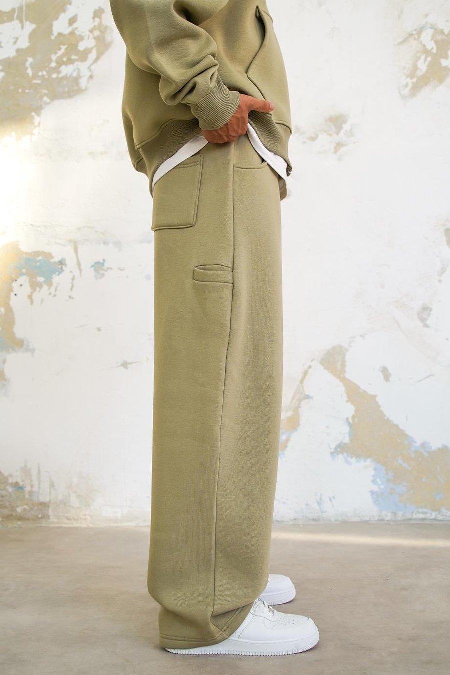Soft Yeşil Cozy Basic Pileli Baggy Eşofman