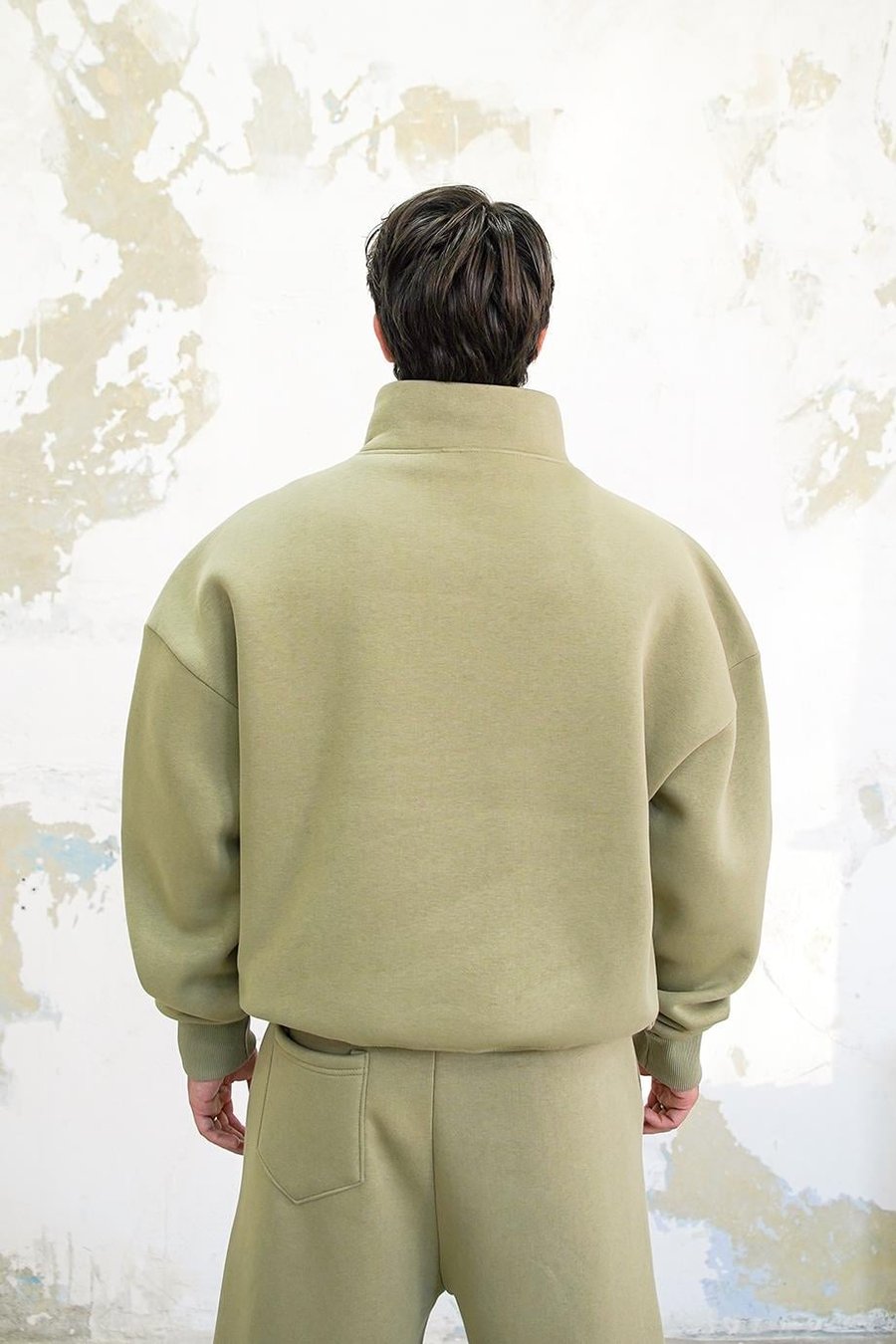 Soft Yeşil Cozy Basic Yarım Fermuar Oversize Sweatshirt