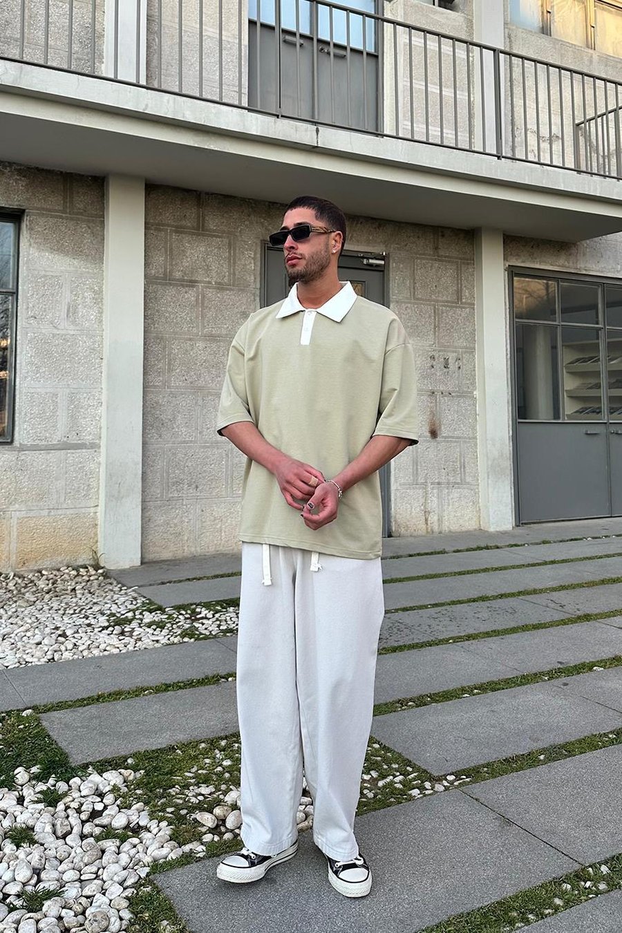 Su Yeşili Basic Polo Yaka OUTPLENTY PREMİUM Oversize Tişört