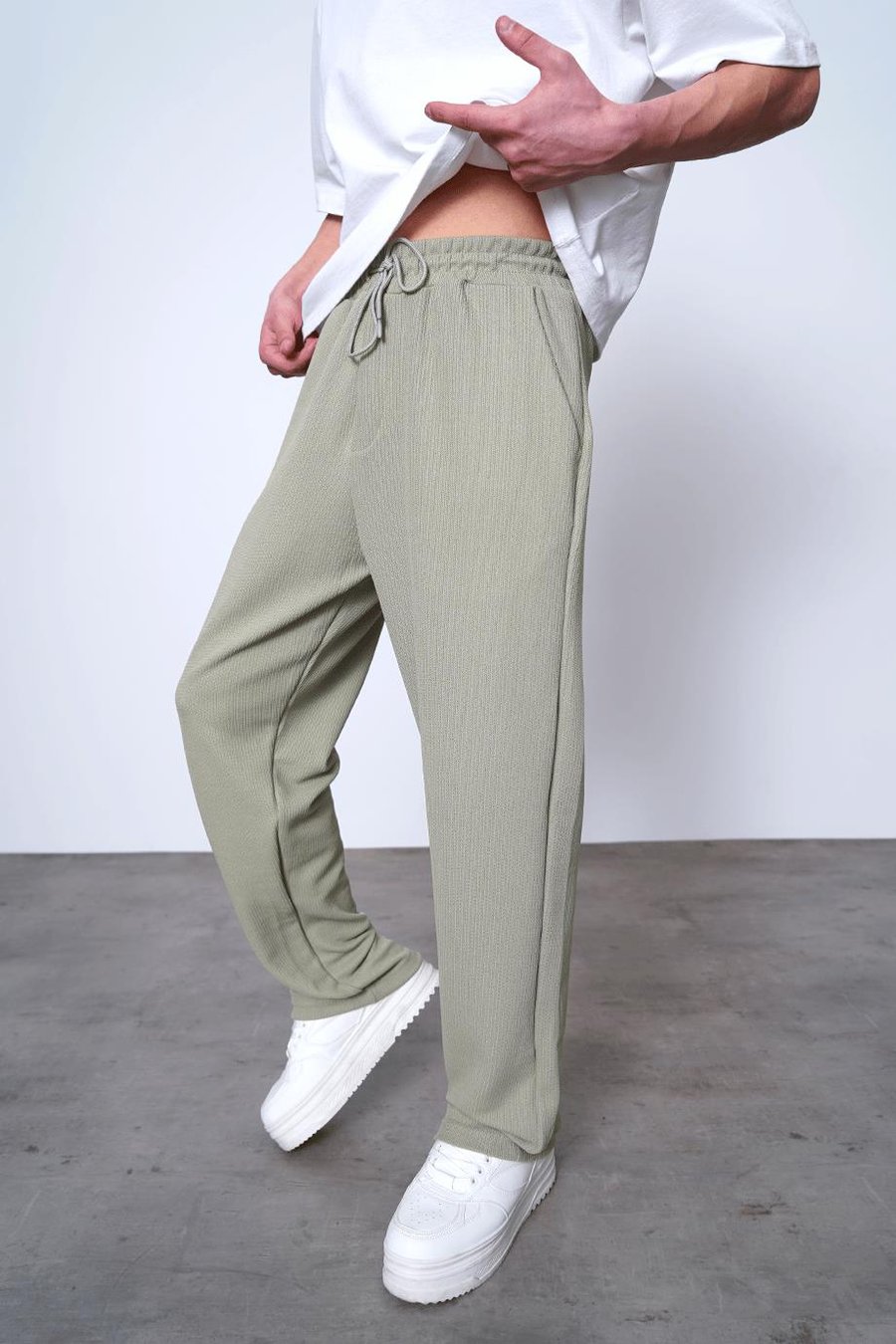 SU YEŞİLİ Fitilli Beli Lastikli B8 MH Baggy Pantolon