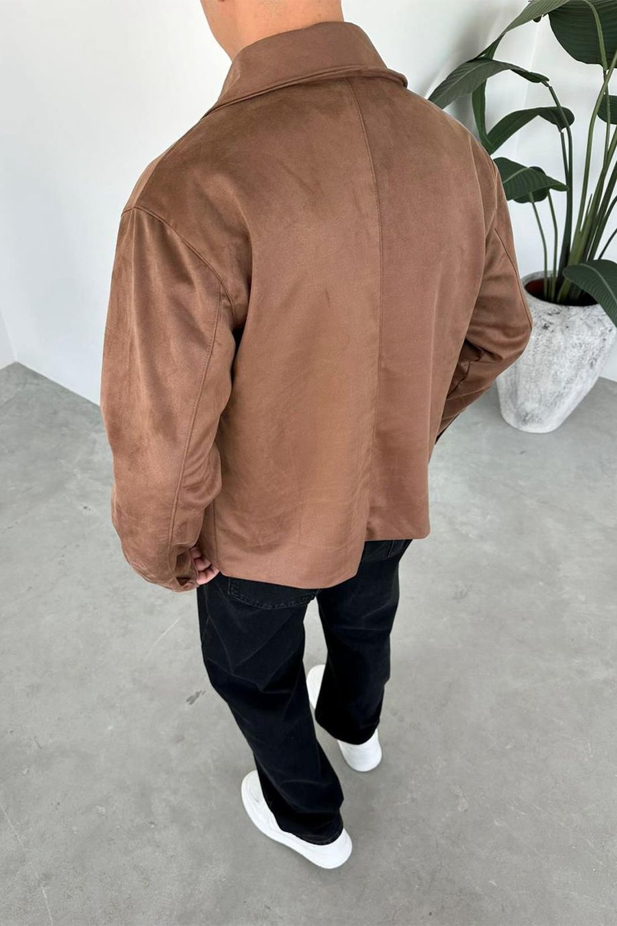 Taba Süet Kumaş Basic Relaxed Ceket