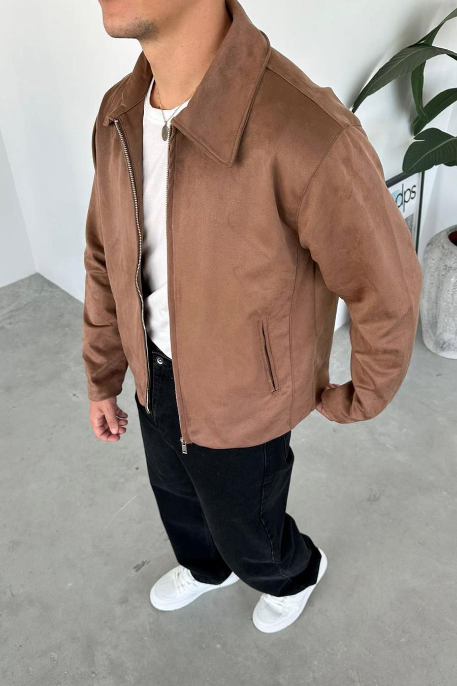 Taba Süet Kumaş Basic Relaxed Ceket