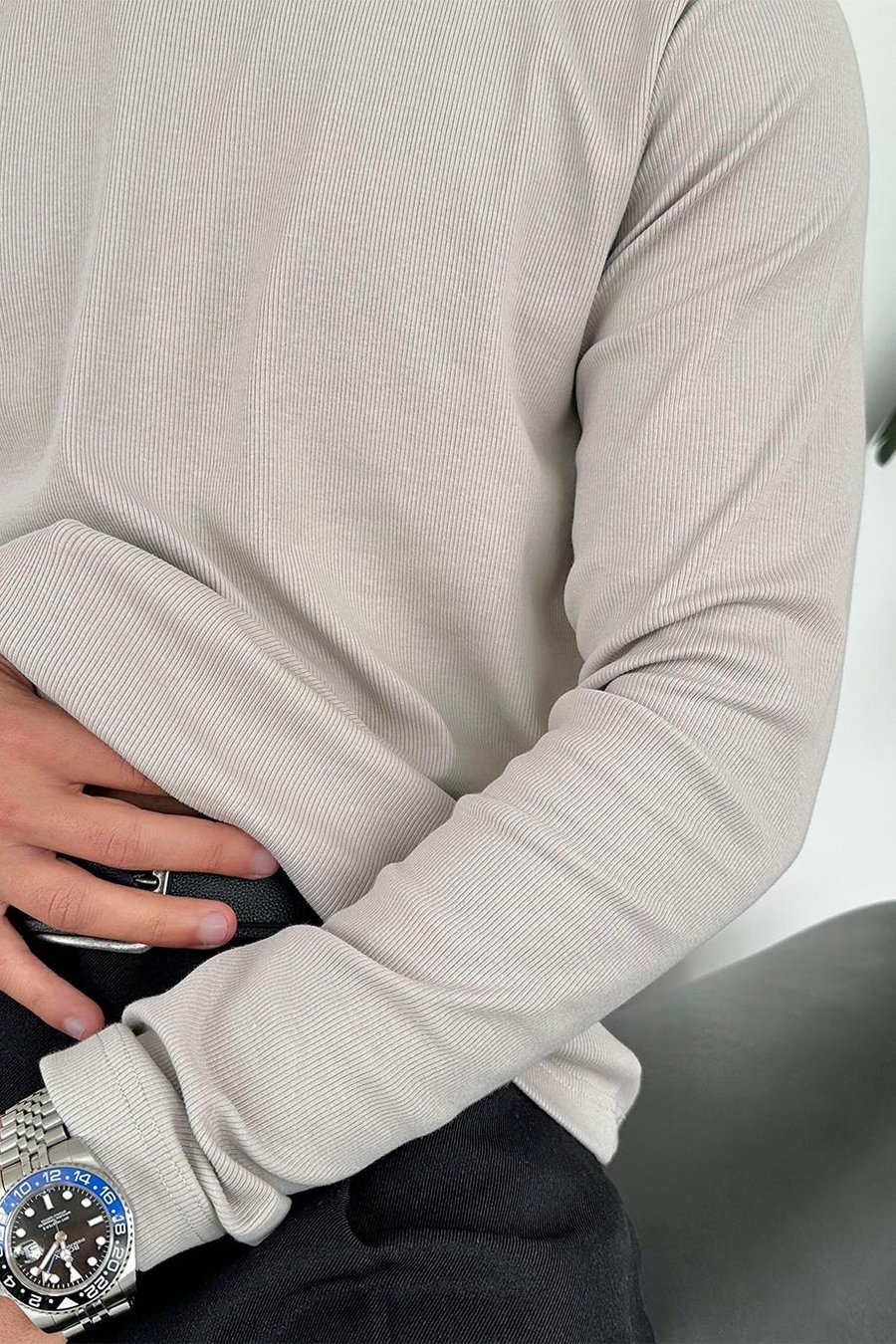 Taş Basic Fitilli Relax Fit Uzun Kollu Tişört