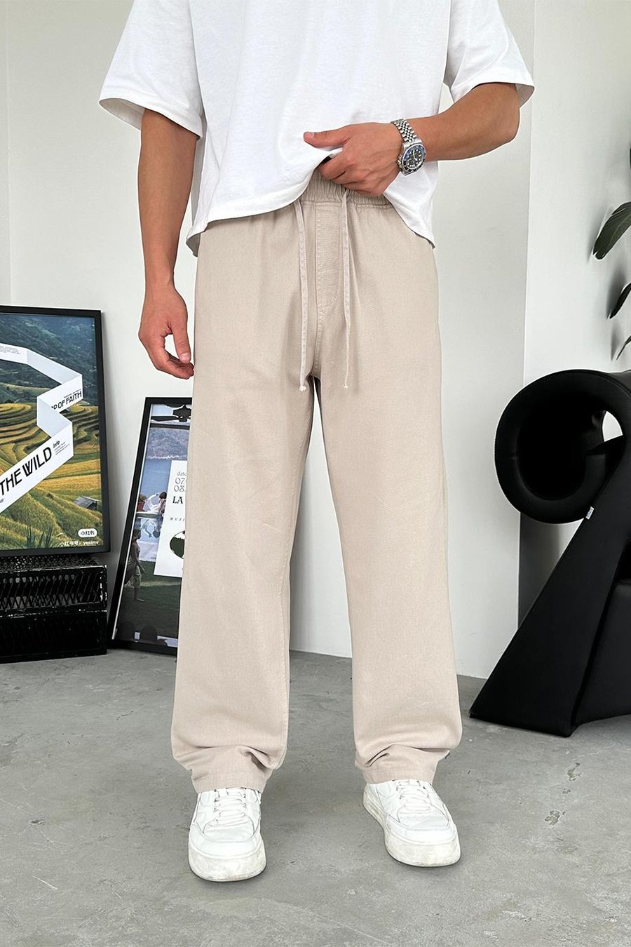 Taş Basic Gabardin Beli Lastikli Pantolon