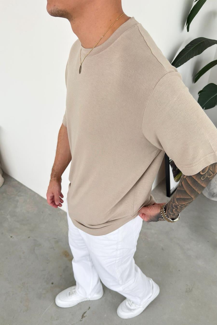 Taş Basic Soft Likralı Relaxed Triko Tişört