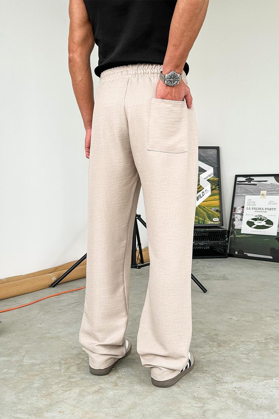 Taş Beli İpli Çımalı Relaxed Pantolon