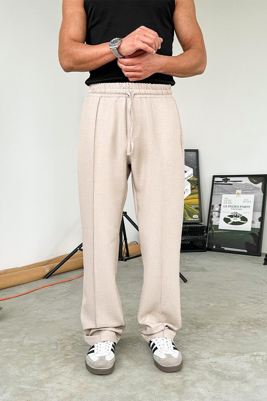 Taş Beli İpli Çımalı Relaxed Pantolon