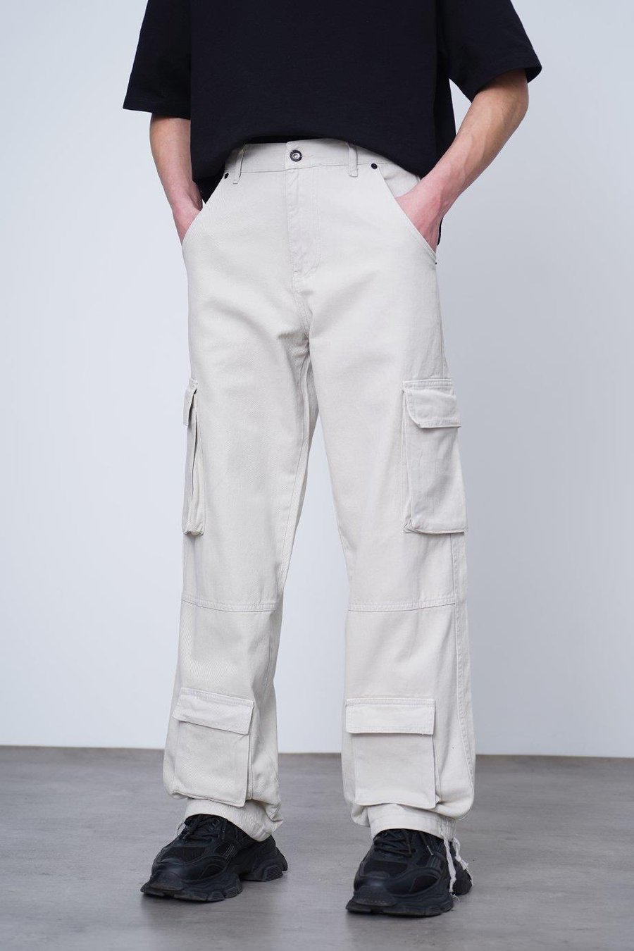 Taş Çift Kargo Cepli 02B DL Paçası Ayarlanabilir Baggy Pantolon