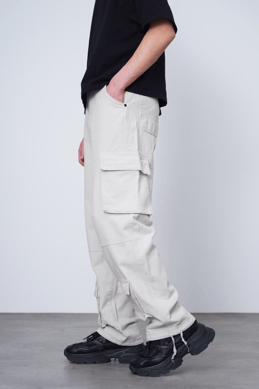 Taş Çift Kargo Cepli 02B DL Paçası Ayarlanabilir Baggy Pantolon