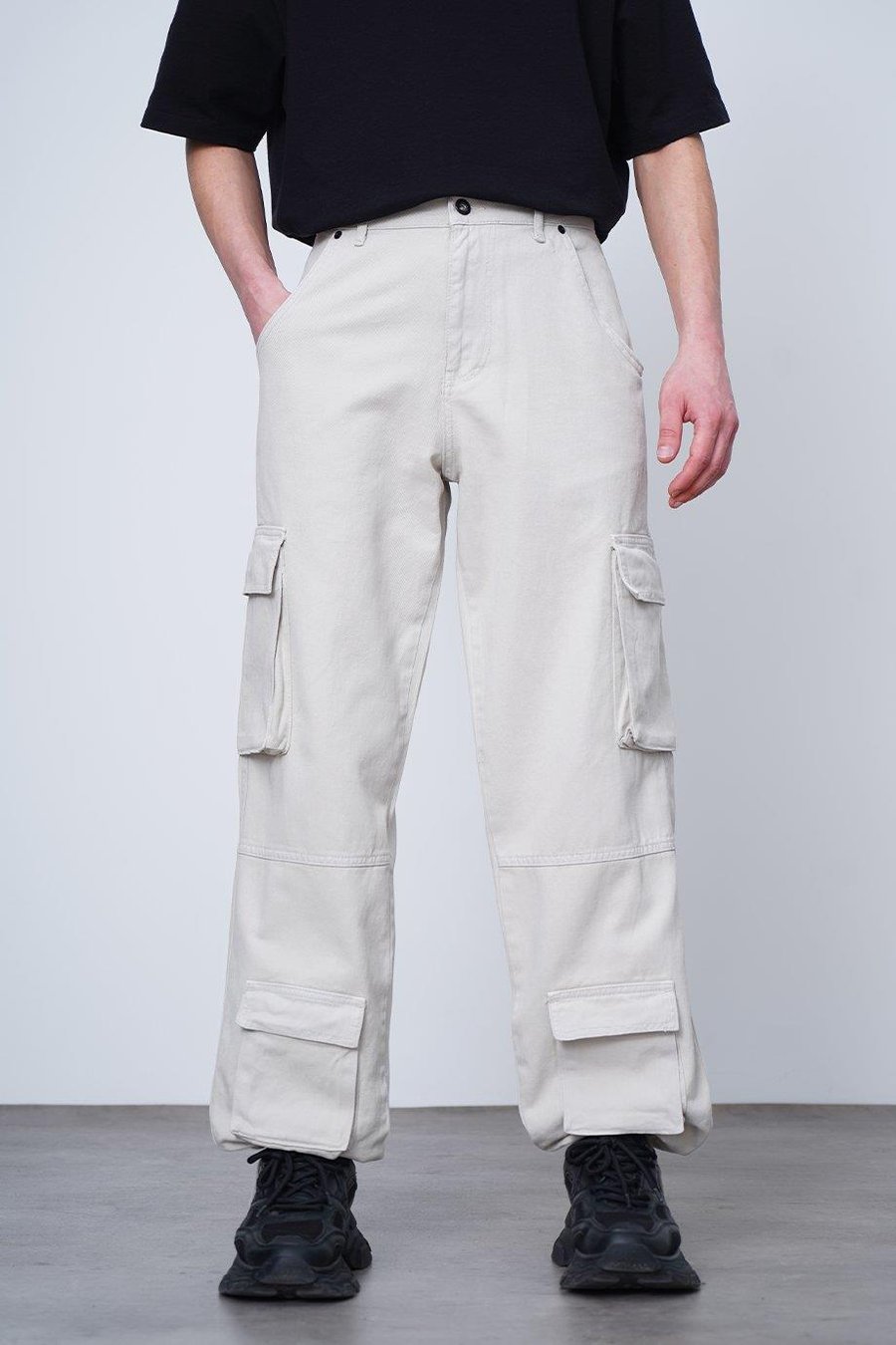 Taş Çift Kargo Cepli 02B DL Paçası Ayarlanabilir Baggy Pantolon