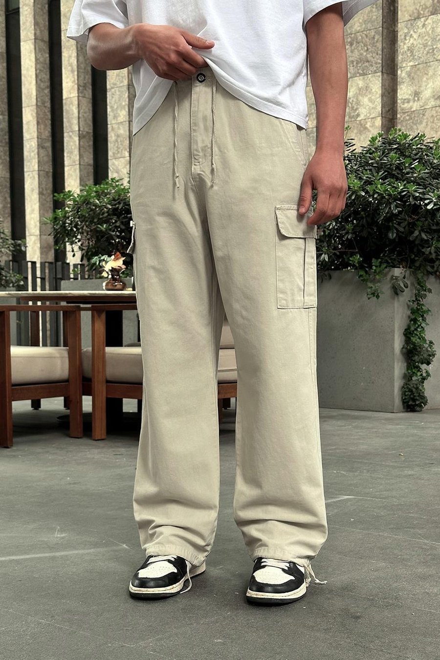 Taş Kargo Cepli Bel İp Detaylı R2 DL Paçası Ayarlanabilir Baggy Pantolon