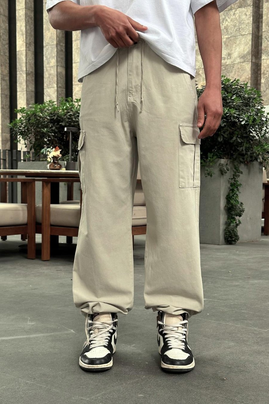 Taş Kargo Cepli Bel İp Detaylı R2 DL Paçası Ayarlanabilir Baggy Pantolon