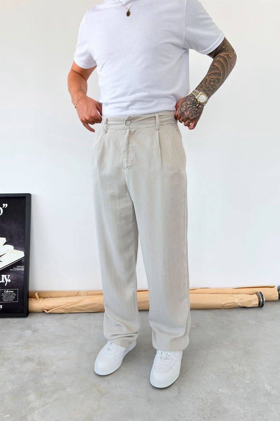 Taş Modal Kumaş Baggy Pantolon