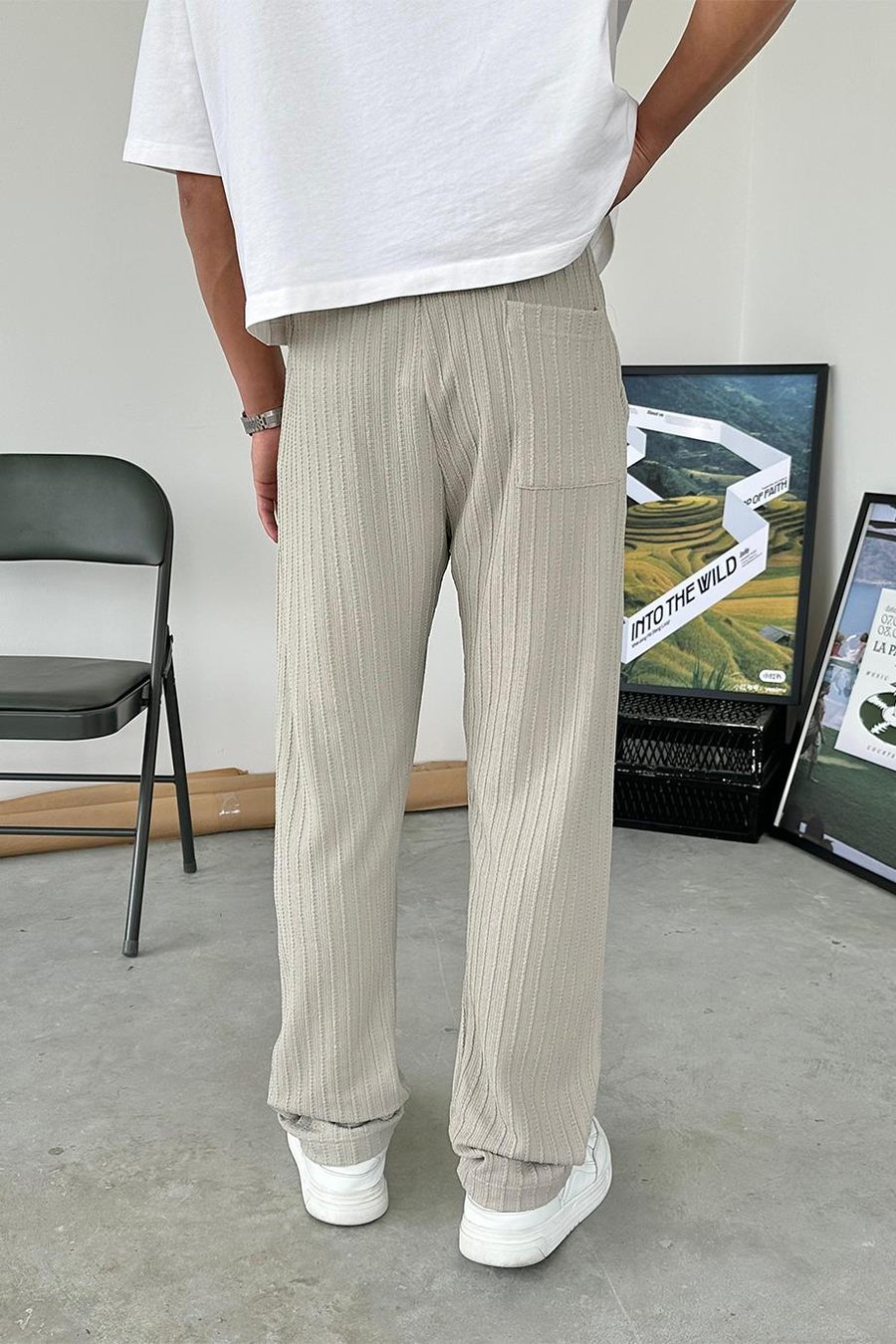 Taş Örgü Desenli Relaxed Pantolon