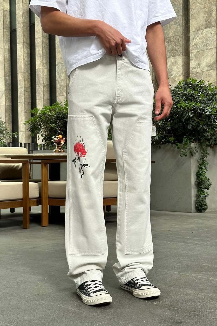 Taş Patch Gül Desenli A68 DL Baggy Pantolon