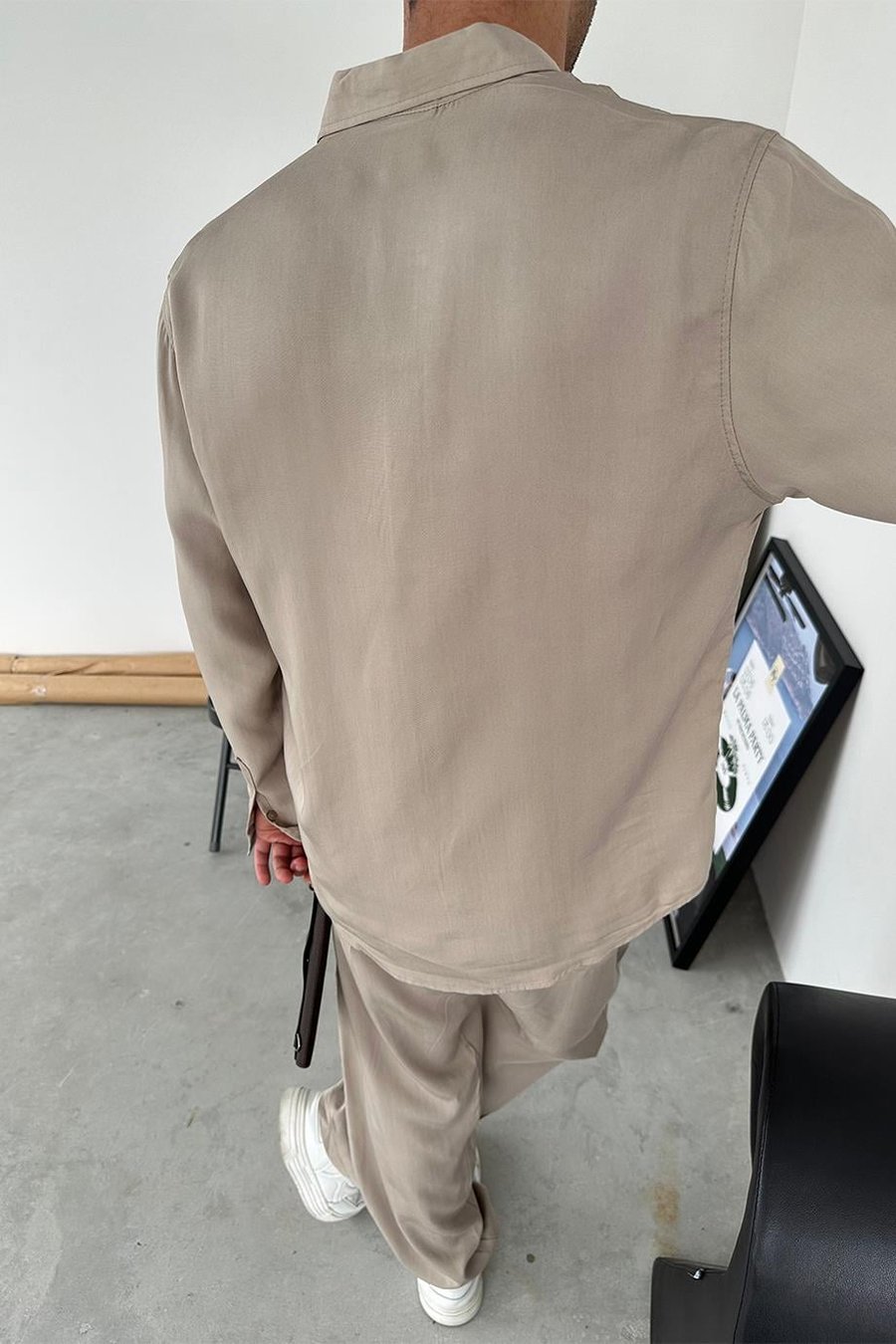 Taş Tensel Kumaş Basic Relaxed Gömlek