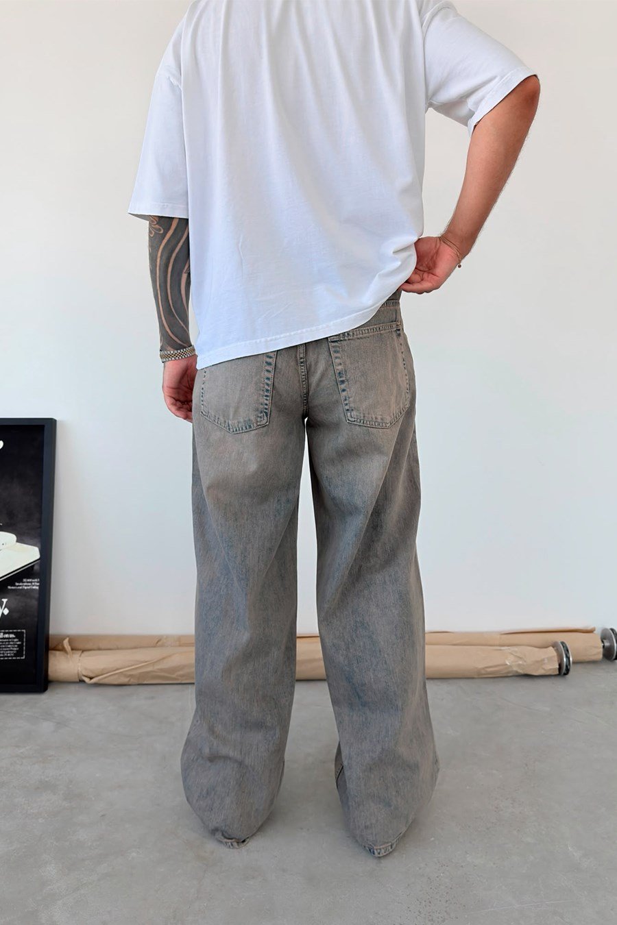 Vintage Mavi Basic Süper Baggy Fit Pantolon