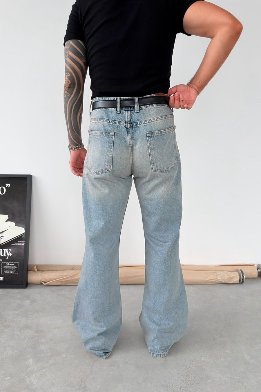 Vintage Mavi Flare Kesim İspanyol Paça Pantolon