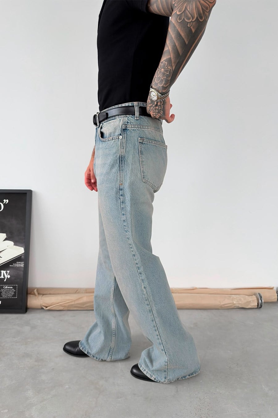 Vintage Mavi Flare Kesim İspanyol Paça Pantolon