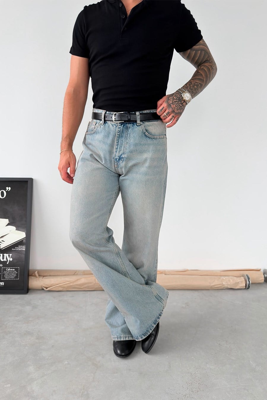 Vintage Mavi Flare Kesim İspanyol Paça Pantolon