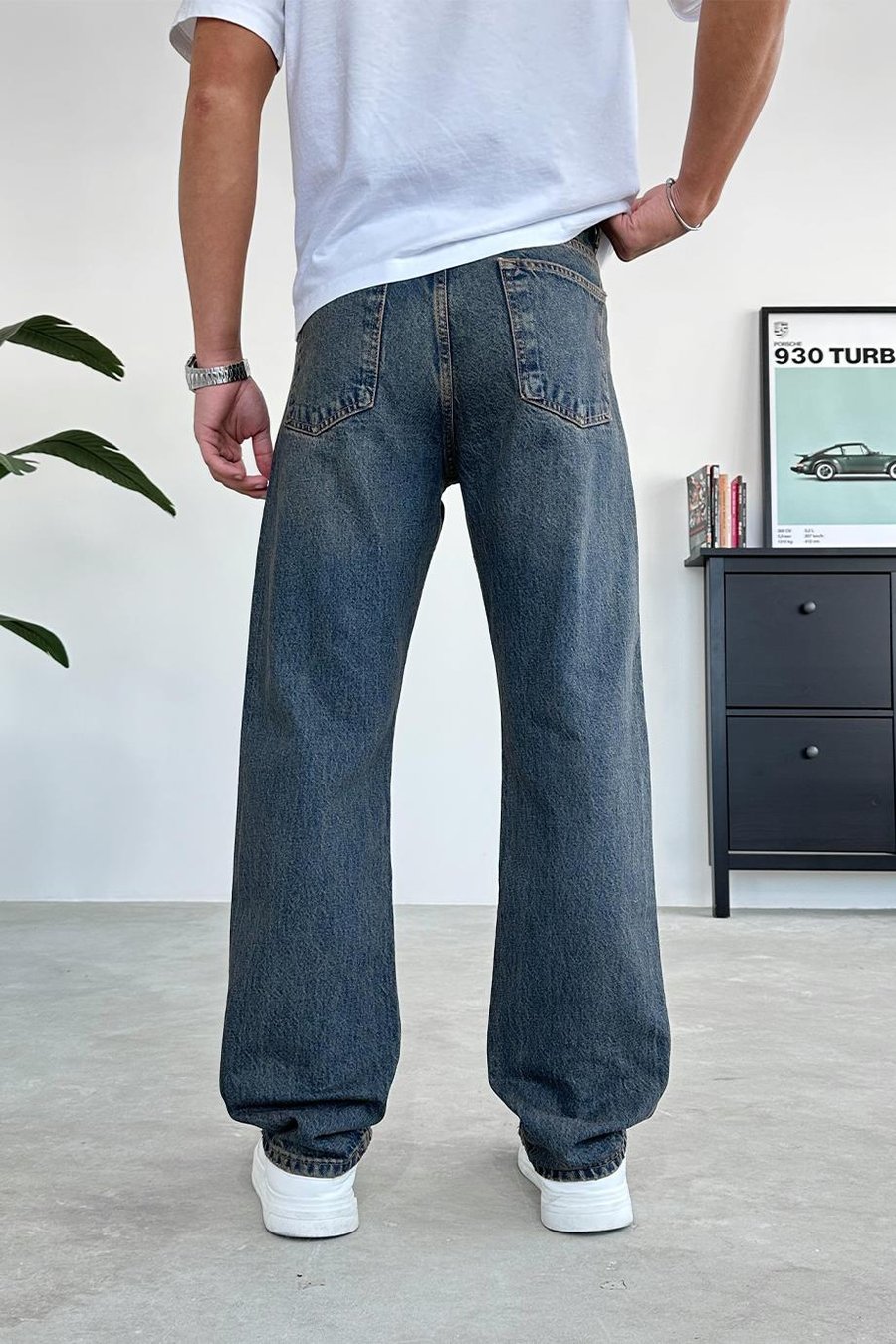 Vintage Mavi Soft Degrade Baggy Pantolon