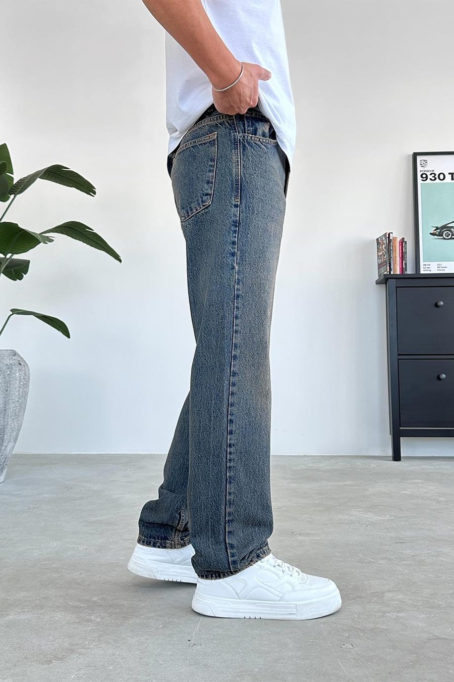 Vintage Mavi Soft Degrade Baggy Pantolon