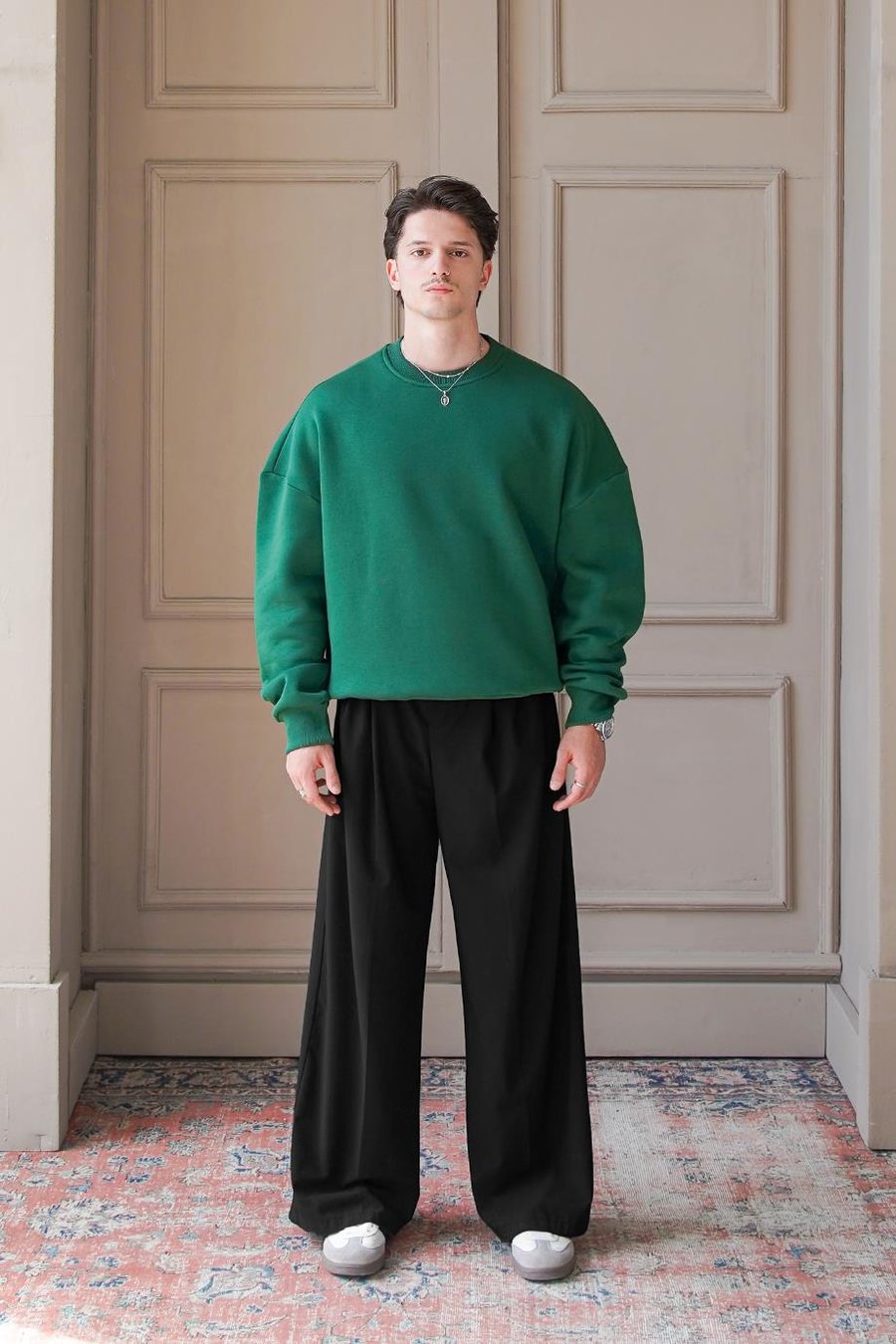 Yeşil Cozy Basic Oversize Sweat