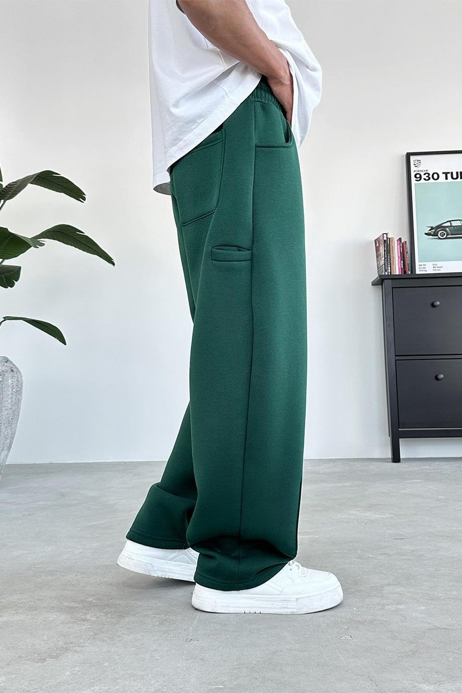 Yeşil Cozy Basic Pileli Baggy Eşofman