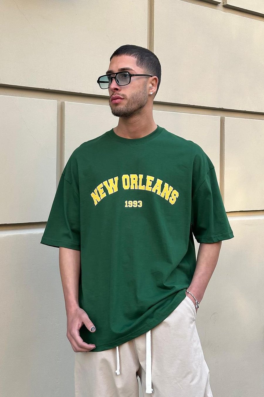 Yeşil New Orleans 01 PM Oversize Tişört