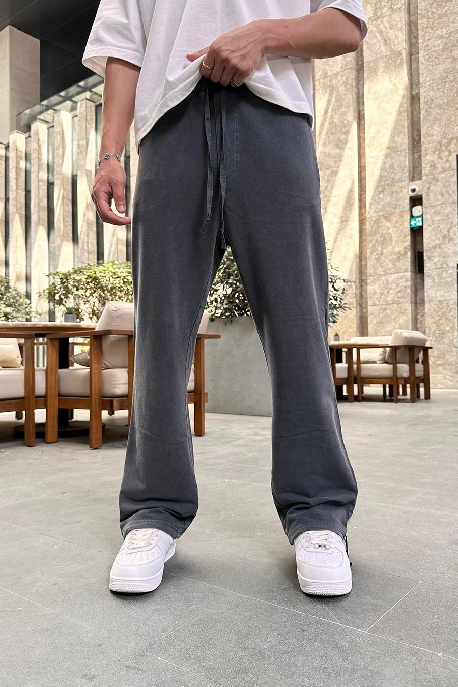 Acid Wash Basic Paçası Ayarlanabilir DL Baggy Eşofman