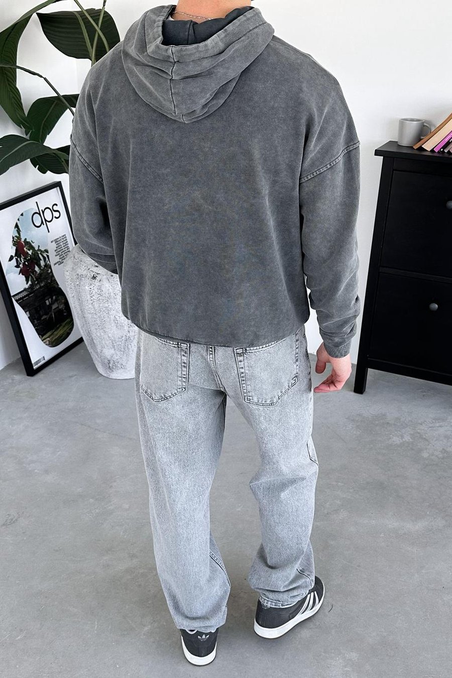 Acid Wash Basic Yıkamalı Oversize Sweatshirt