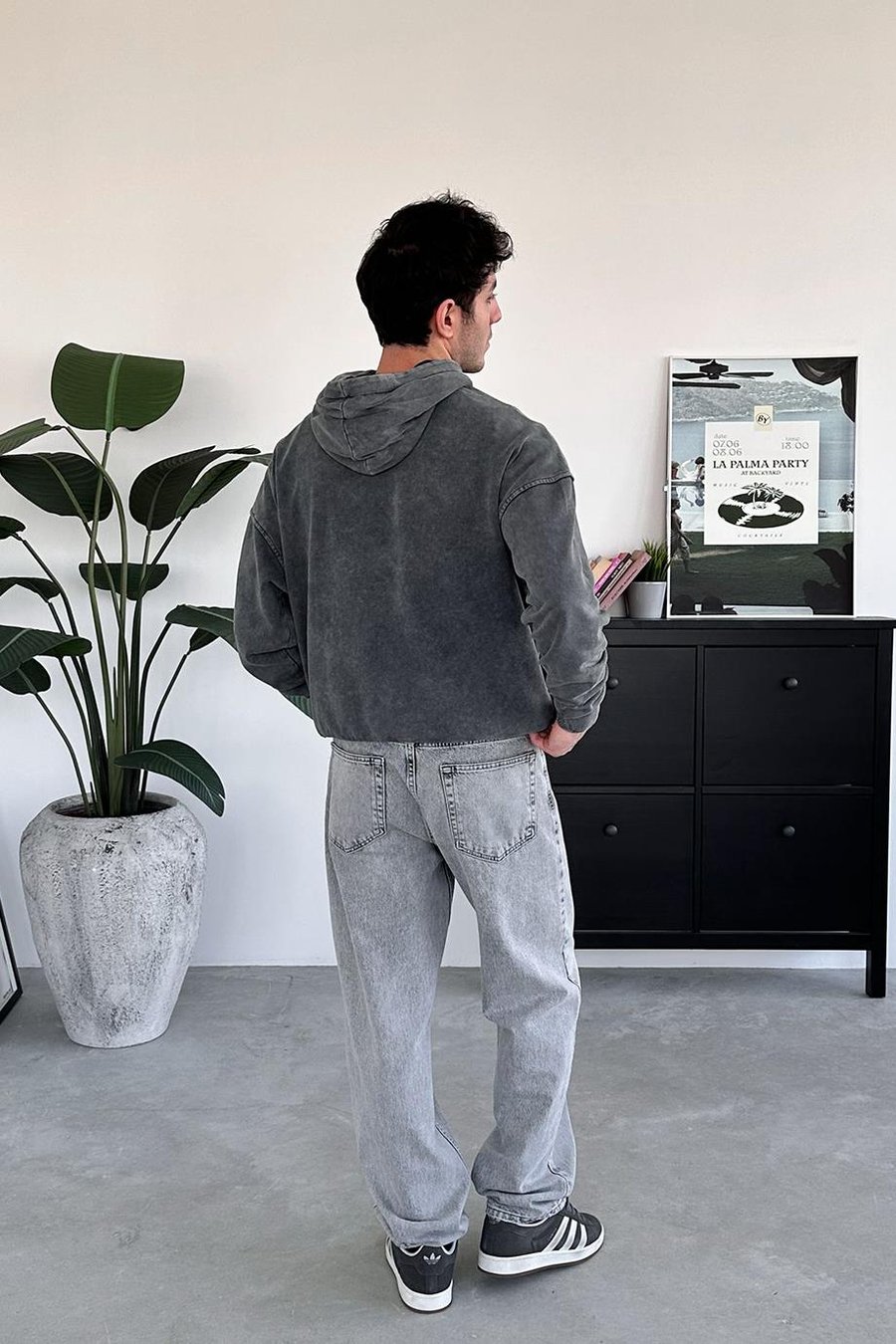Acid Wash Basic Yıkamalı Oversize Sweatshirt