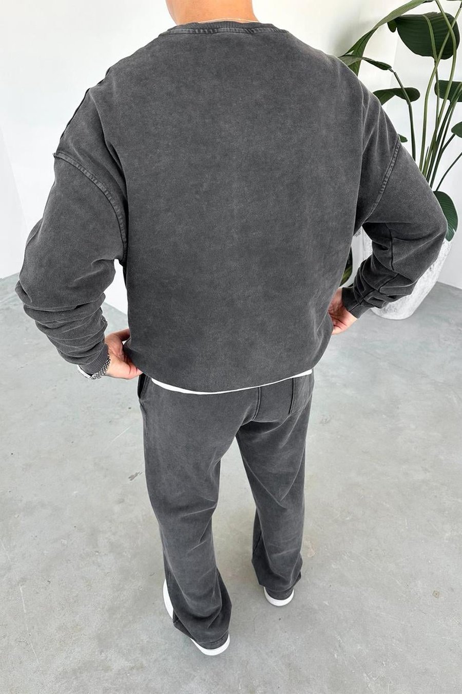 Acid Wash Basic Yıkamalı Oversize Sweat