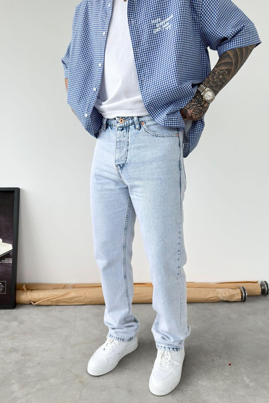 Açık Buz Mavi Basic Baggy Pantolon