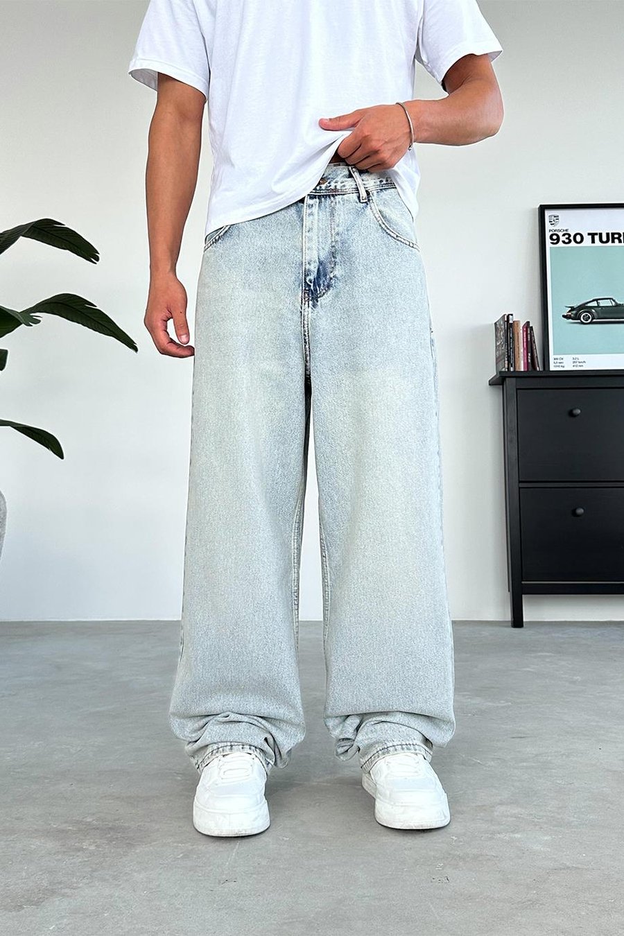 Açık Buz Mavi Basic Old School Baggy Pantolon