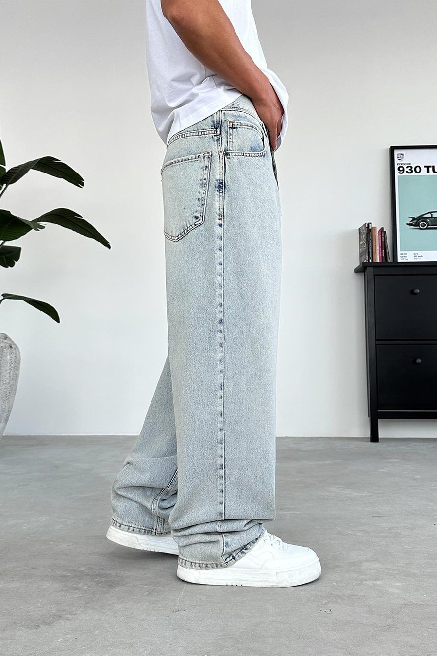 Açık Buz Mavi Basic Old School Baggy Pantolon