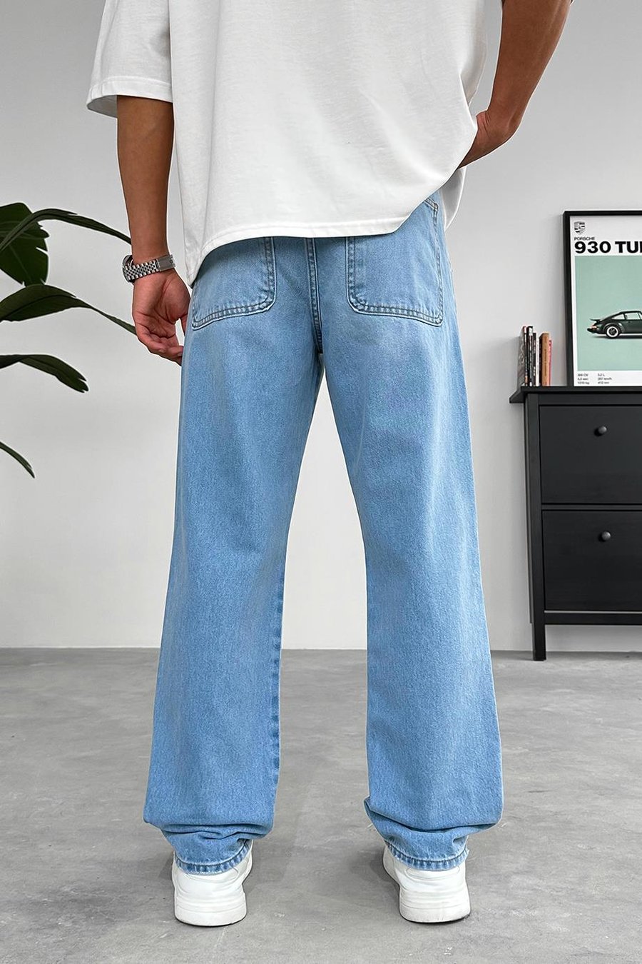 Açık Buz Mavi Yan Cepli Basic Baggy Pantolon