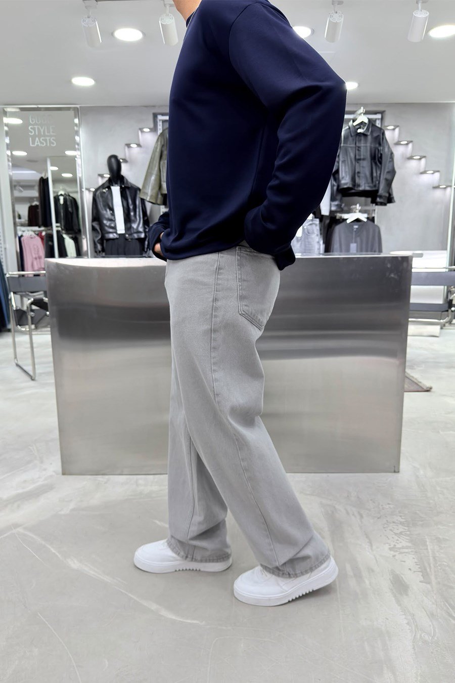 Açık Gri Basic Baggy Pantolon