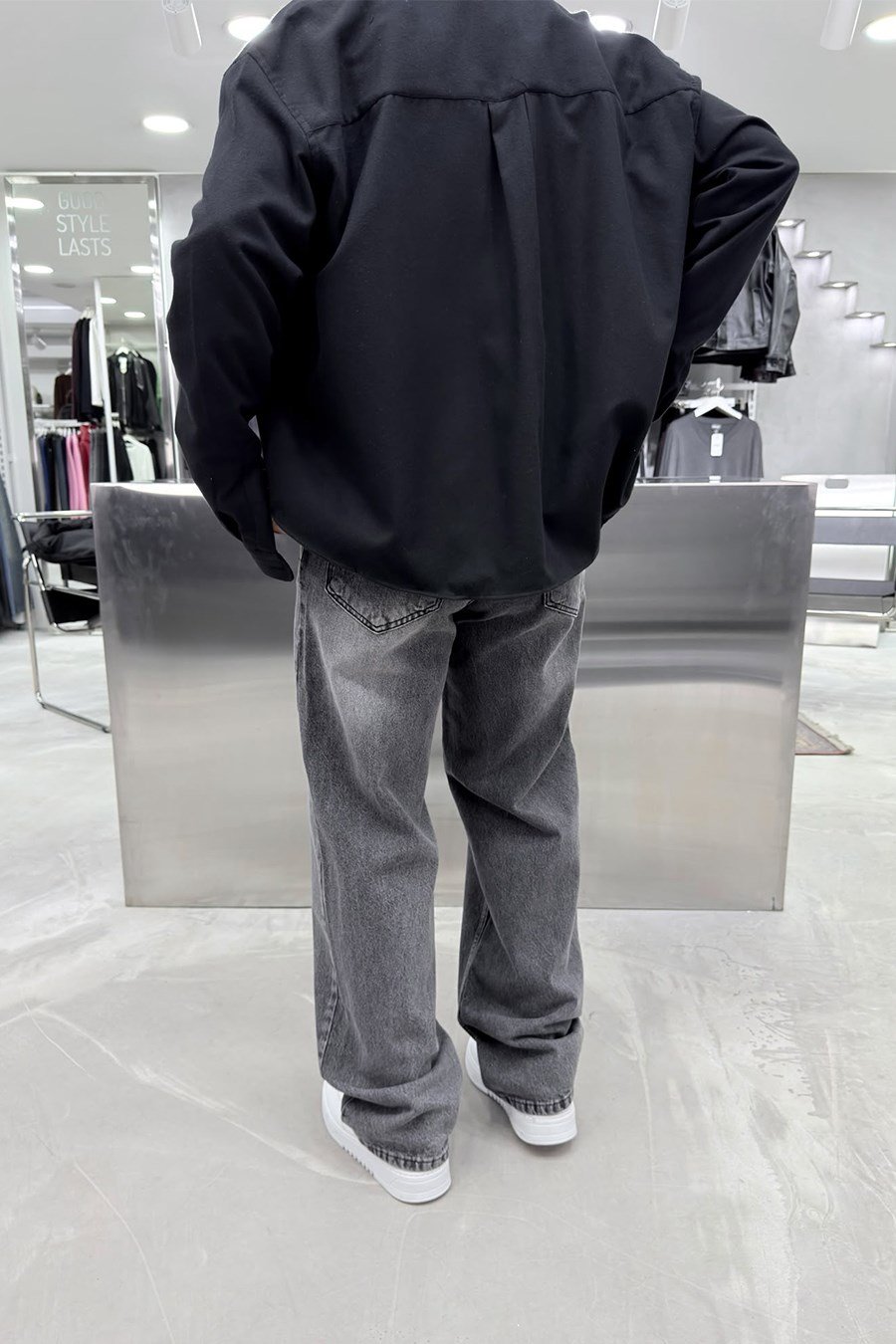 Açık Gri Soft Degrade Basic Baggy Pantolon