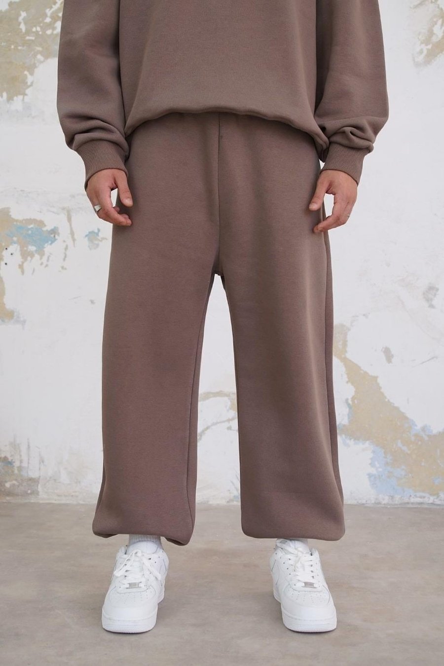 Açık Kahve Cozy Basic Paça Lastik Oversize Eşofman