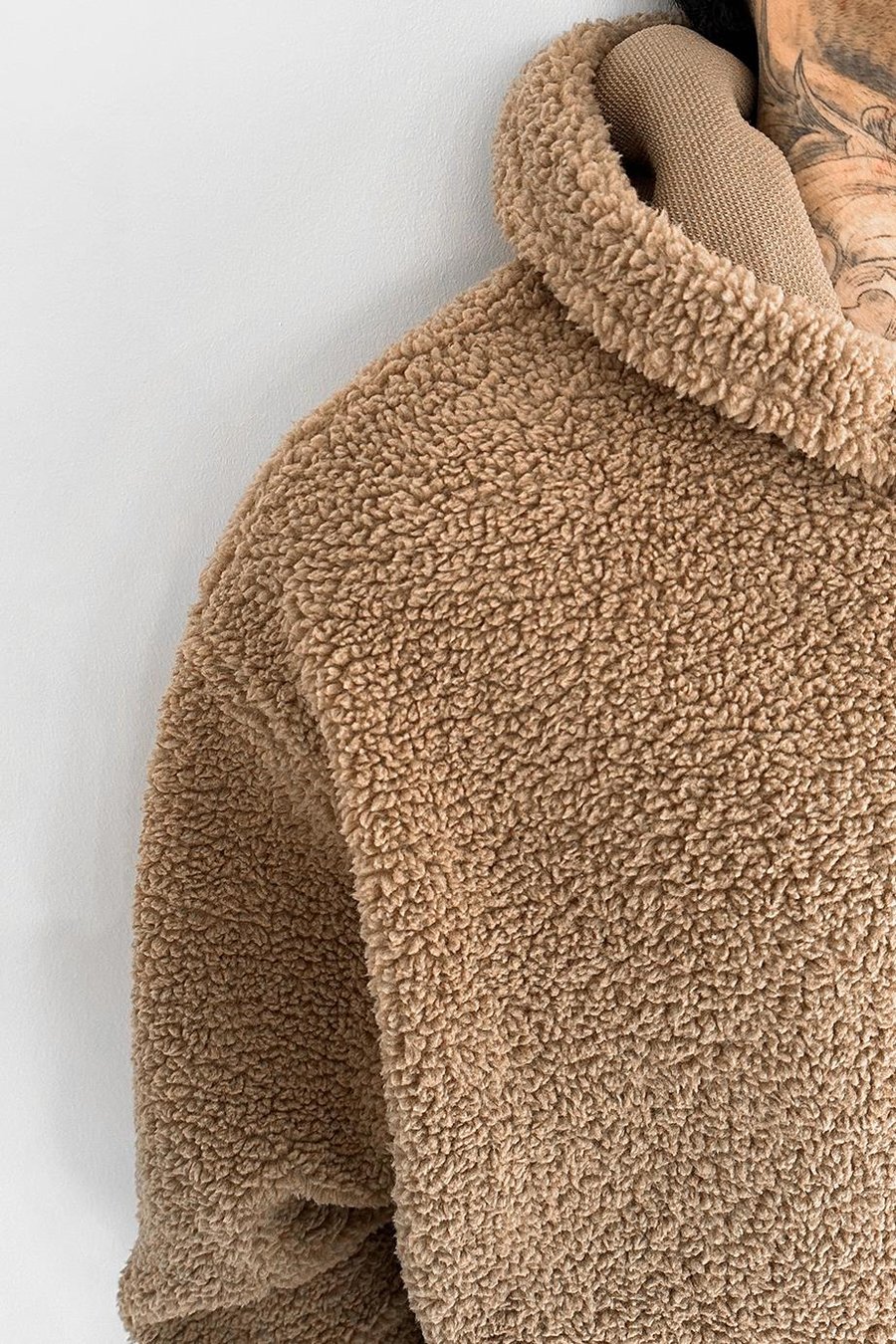 Açık Kahve Oversize Peluş Sweatshirt