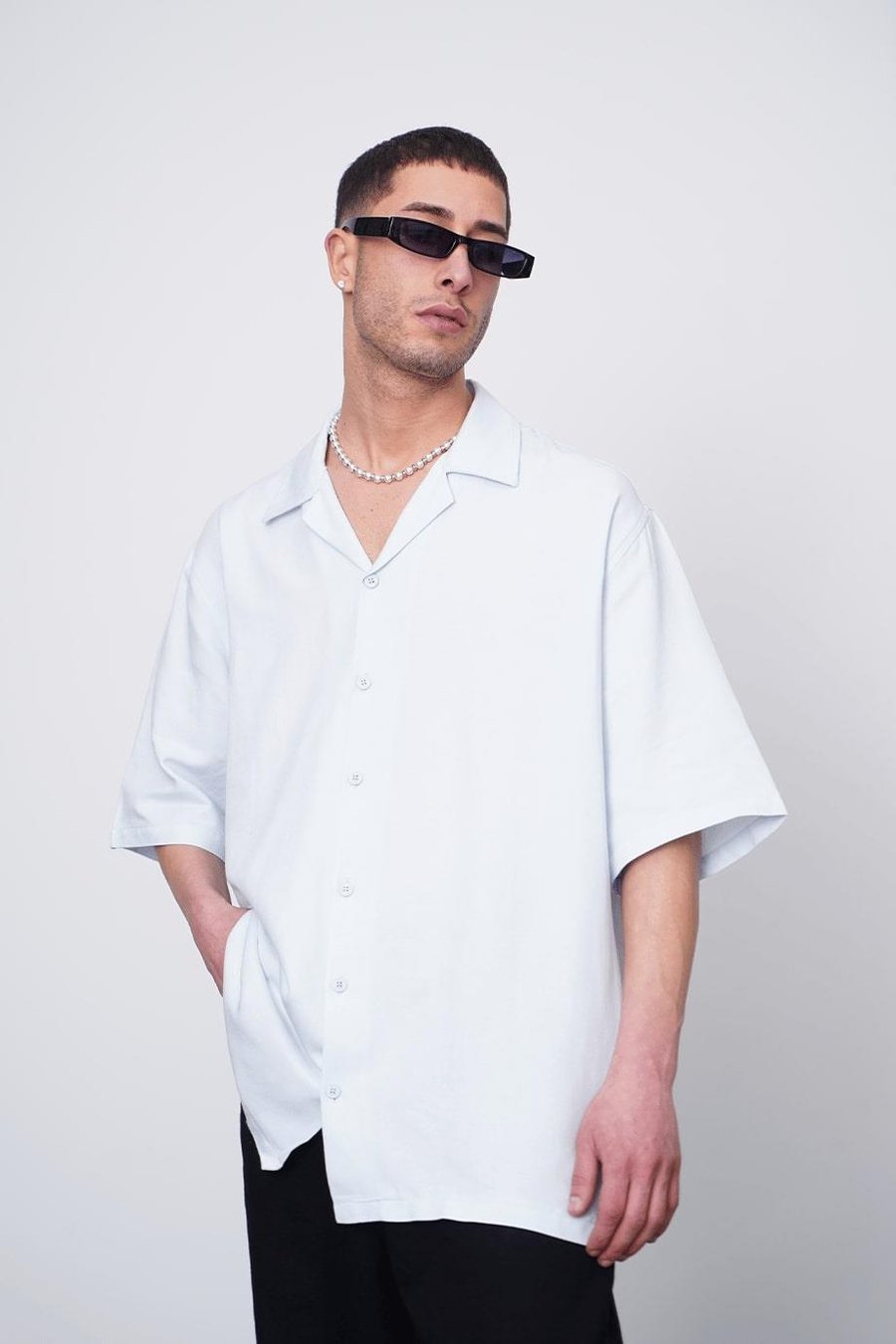 Açık Mavi Antik Kabartma Detay CH Oversize Gömlek