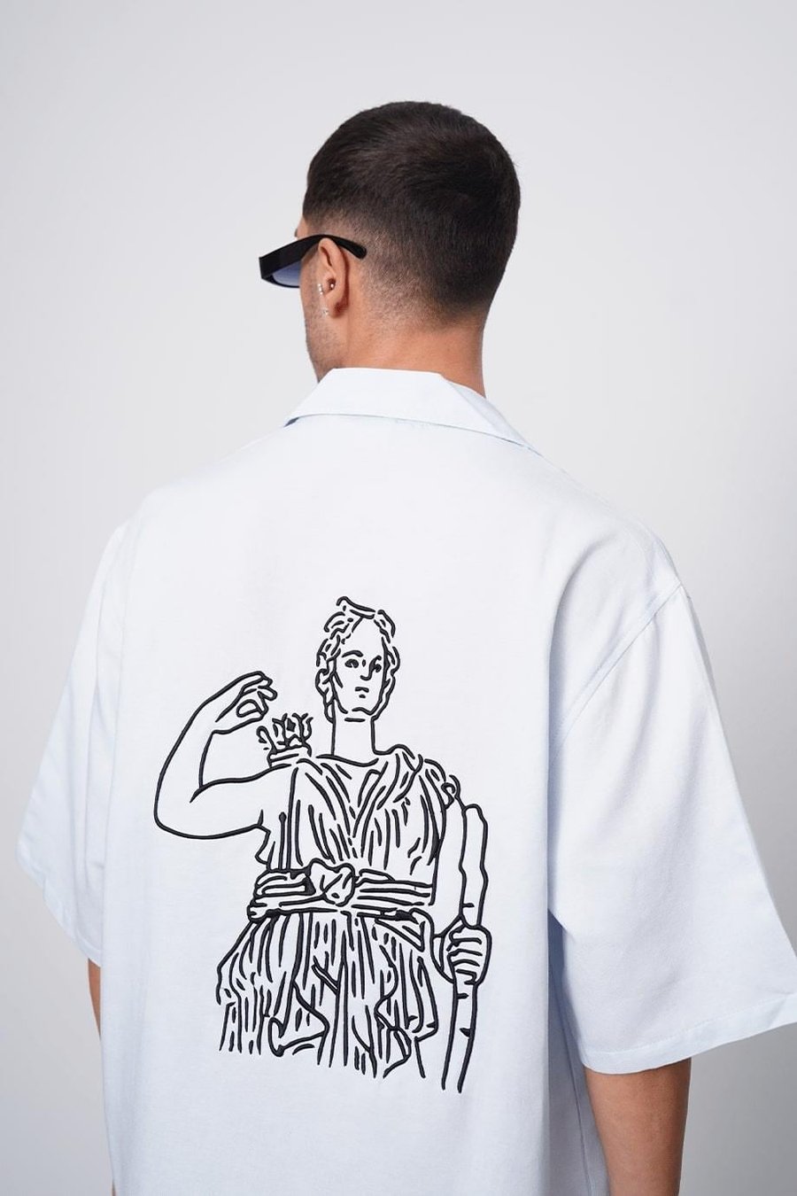 Açık Mavi Antik Kabartma Detay CH Oversize Gömlek