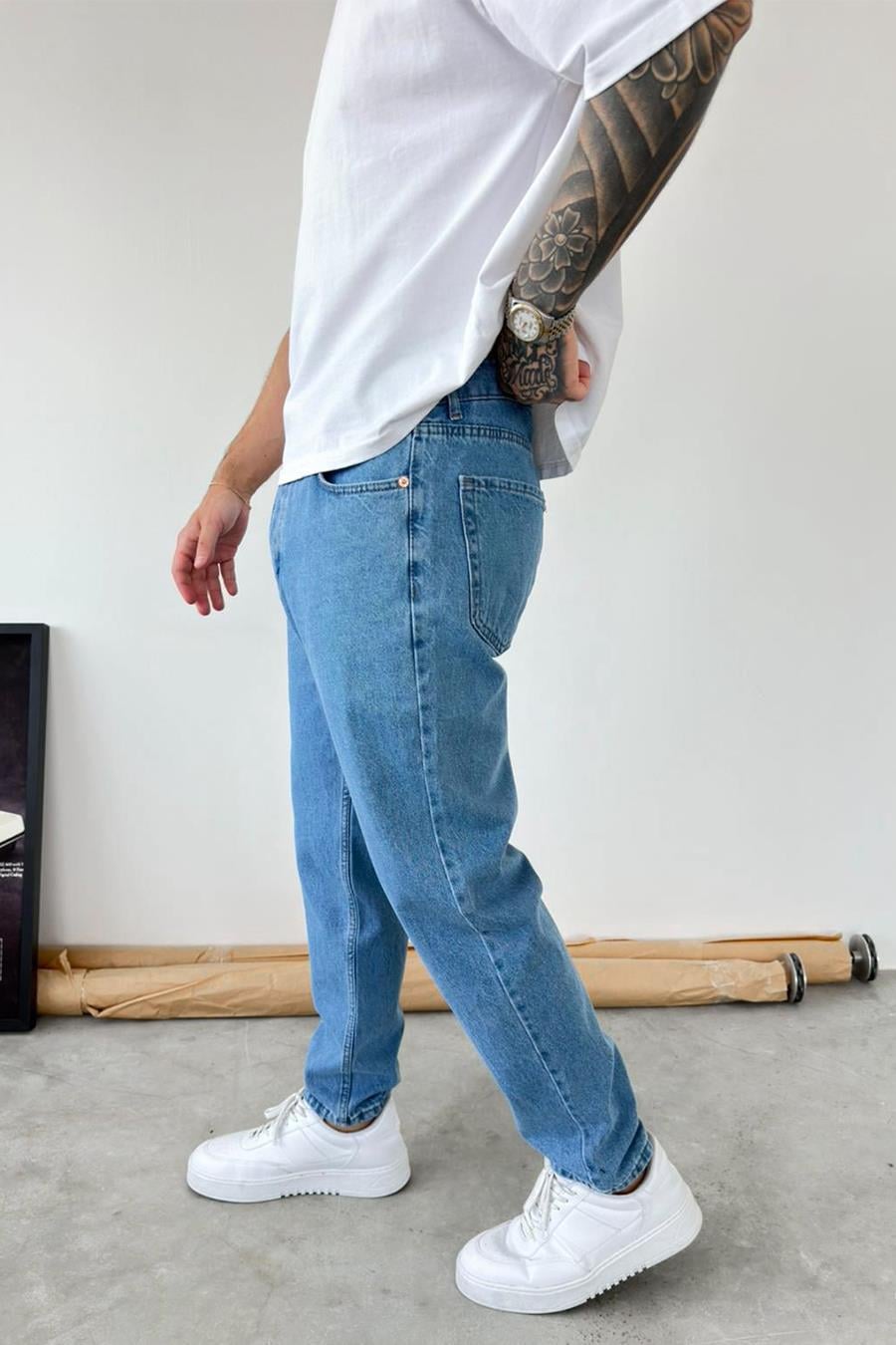 Açık Mavi Basic Boyfriend Pantolon