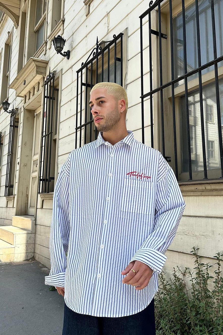 Açık Mavi Basic Nakış Detay DAD Oversize Gömlek