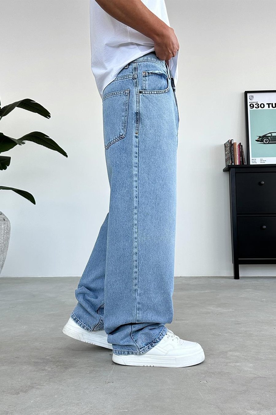 Açık Mavi Basic Old School Baggy Pantolon