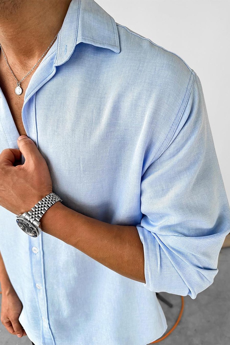 Açık Mavi Basic Relaxed Gömlek