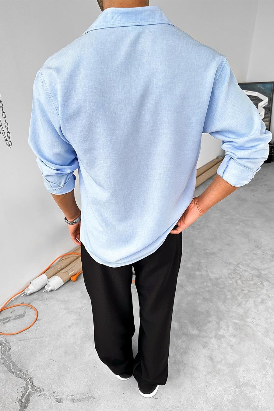 Açık Mavi Basic Relaxed Gömlek